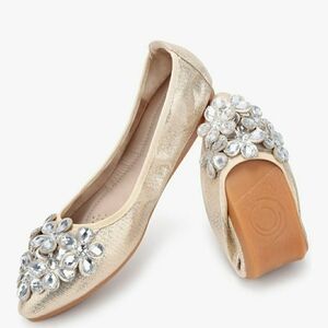 Chic Gold Embellished Women's Flats